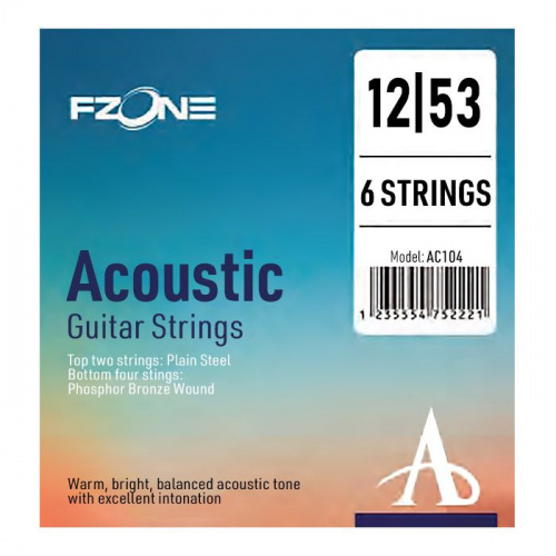 Струны для акустической гитары FZONE AC104 ACOUSTIC PHOSPHOR BRONZE (12-53) - JCS.UA