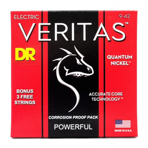 Струни DR STRINGS VTE-9 VERITAS COATED CORE ELECTRIC GUITAR STRINGS - LIGHT (9-42) - JCS.UA
