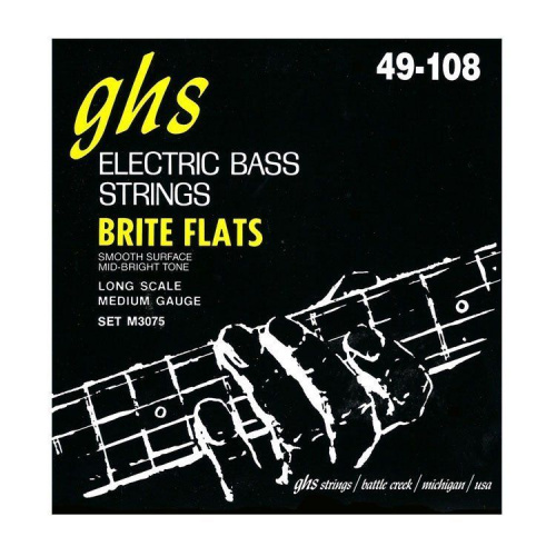 Струны для бас гитары GHS M3075 (49-108 Brite Flats Electric Bass) - JCS.UA