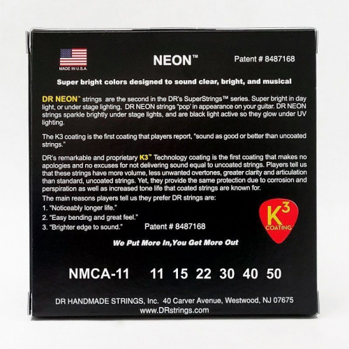 Струни DR STRINGS NMCA-11 NEON MULTI-COLOR ACOUSTIC - CUSTOM LIGHT (11-50) - JCS.UA фото 3