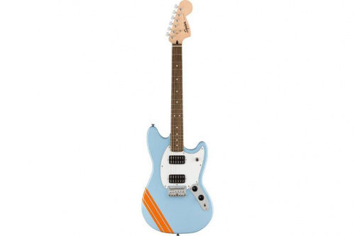 Електрогітара SQUIER by FENDER BULLET MUSTANG FSR HH DAPHNE BLUE w/COMPETITION STRIPES - JCS.UA