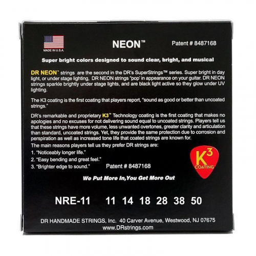 Струны DR STRINGS NRE-11 NEON RED ELECTRIC - HEAVY (11-50) - JCS.UA фото 3