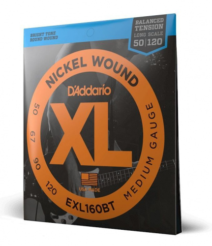 Струни D'ADDARIO EXL160BT XL NICKEL WOUND BALANCED TENSION BASS MEDIUM (50-120) - JCS.UA