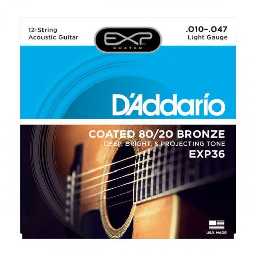 Струни DADDARIO EXP36 EXP 80/20 BRONZE LIGHT 12-STRING 10-47 - JCS.UA