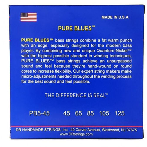 Струны DR STRINGS PB5-45 PURE BLUES BASS - MEDIUM - 5-STRING (45-125) - JCS.UA фото 2