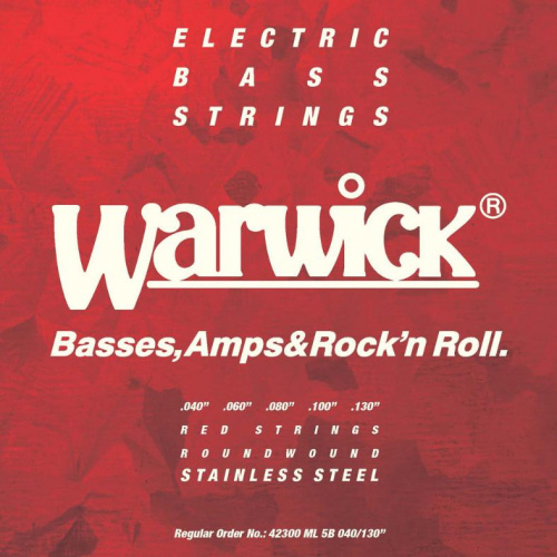 Струны WARWICK 42300 RED Stainless Steel Medium Light 5-String (40-130) - JCS.UA